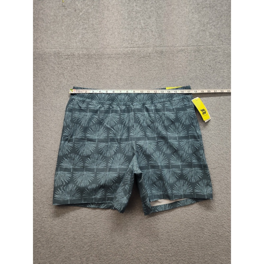 All In Motion Men Short M Blue Palm Print Elastic Waist Mid Rise Pull On Casual - Picture 6 of 16